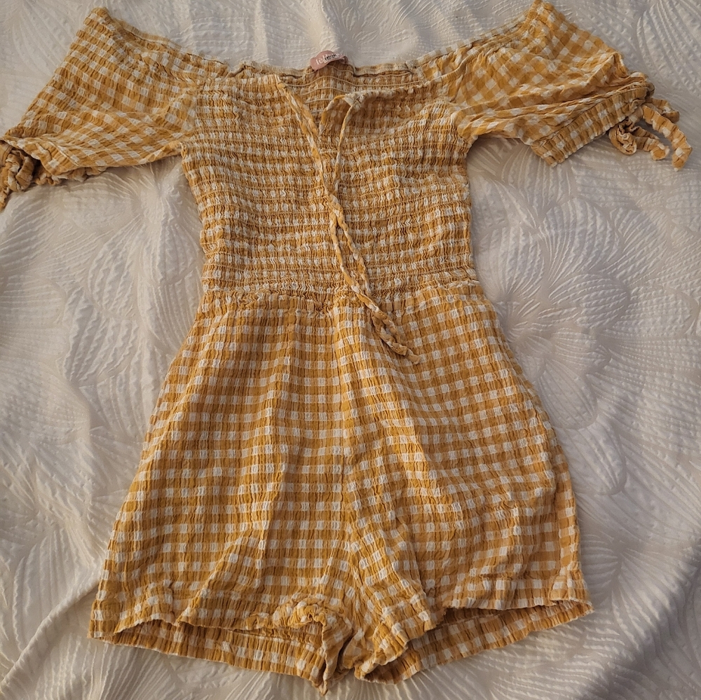 Yellow Gingham Romper